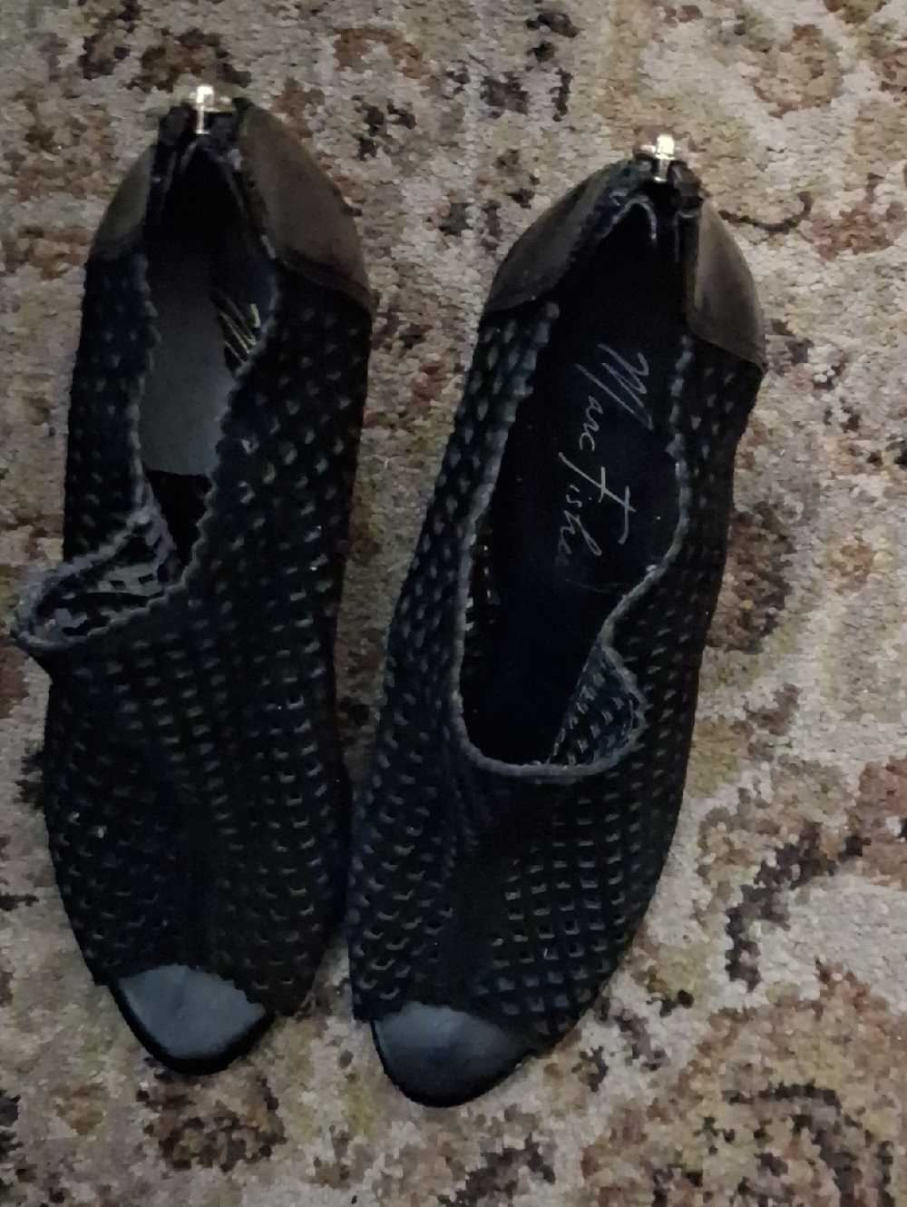 Marc Fisher Black Perforated Peep-Toe Heels